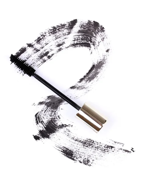 Black mascara brush stroke isolated on white — Stock Photo, Image