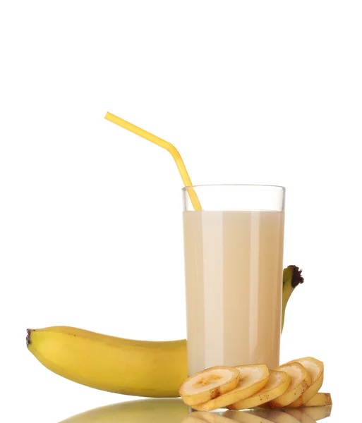 Banán lé elszigetelt fehér banánnal — Stock Fotó