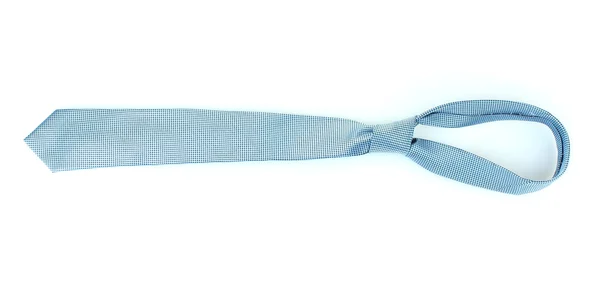 Gravata azul no cabide de madeira isolado no branco — Fotografia de Stock