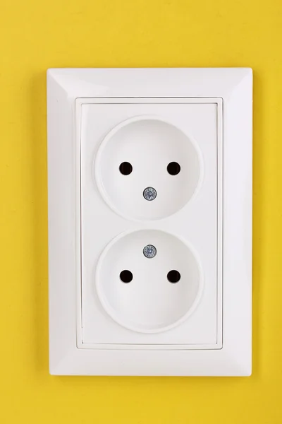 White electric socket on the wall — Stock Photo, Image