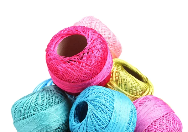 Bright threads for knitting isolated on white — Stock Photo, Image
