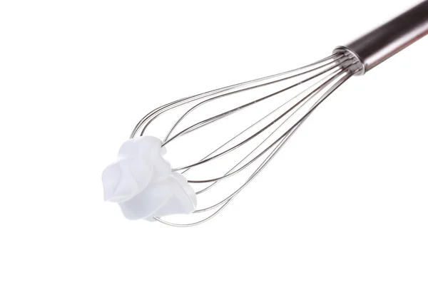 Metal whisk for whipping eggs with cream isolated on white — Stock Photo, Image
