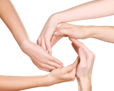 Group of young 's hands isolated on white clipart