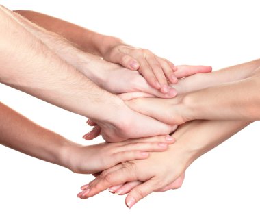 Group of young 's hands isolated on white clipart