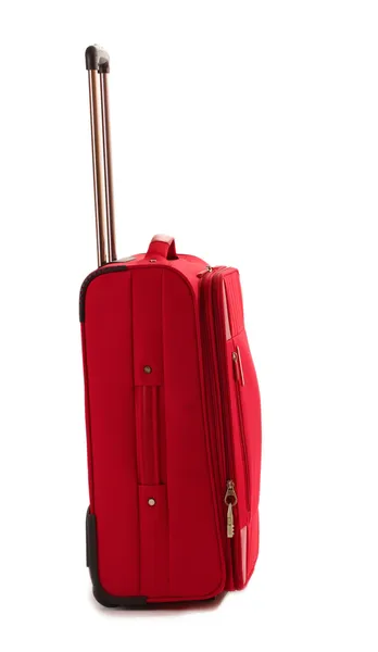 लाल सूटकेस एक सफेद पर अलग — स्टॉक फ़ोटो, इमेज