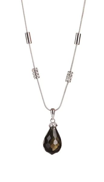 Siyah üzerine beyaz izole mücevher ile kolye — Stok fotoğraf