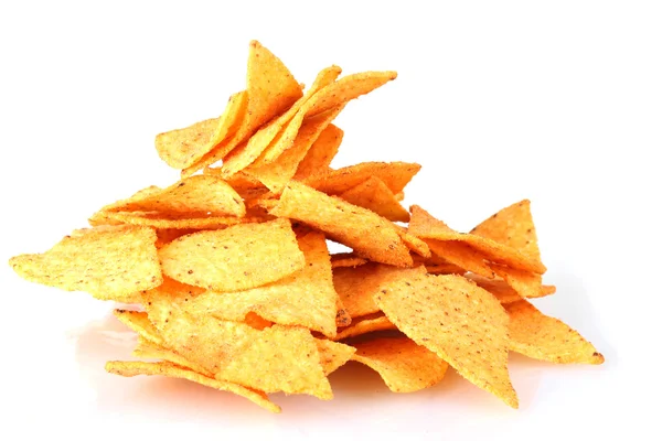 Smakelijke potato chips geïsoleerd op wit — Stockfoto