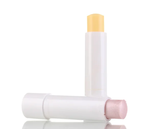 Hygiënische lippenstiften geïsoleerd op wit — Stockfoto