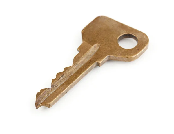 Kovový klíč izolovaných na bílém — Stock fotografie