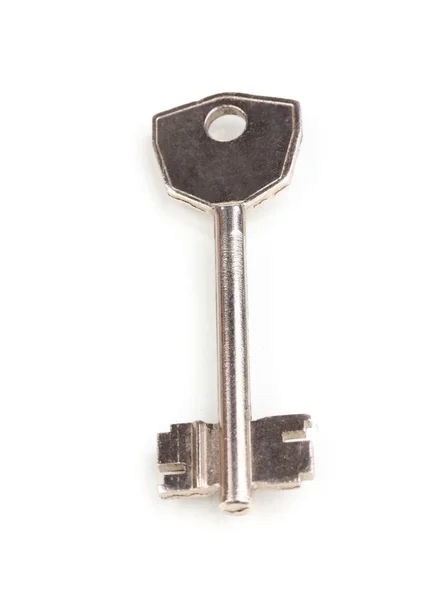 Metal anahtar üzerinde beyaz izole — Stok fotoğraf