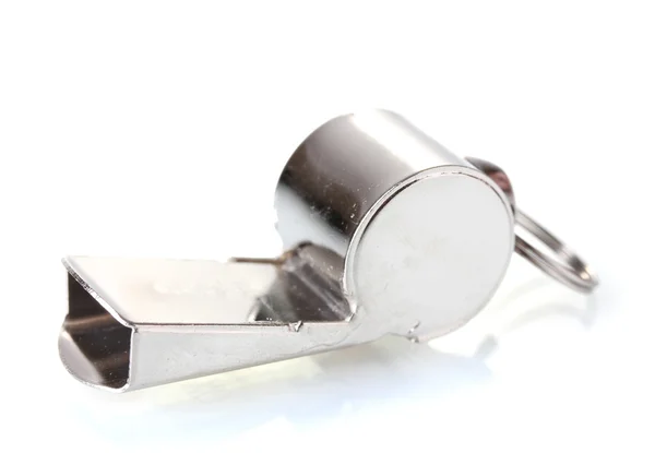 Sport metal whistle geïsoleerd op wit — Stockfoto