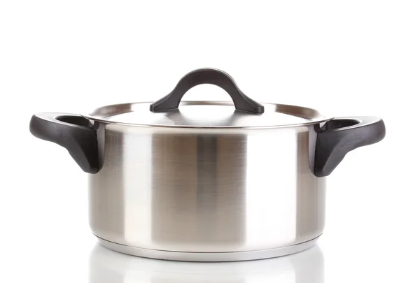 Stainless steel cooking pot isolated on white — Stock Photo, Image