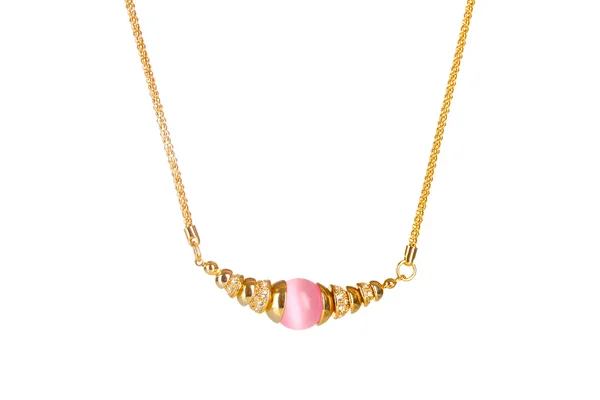 Pendant with pink pearl isolated on white — Stock Photo, Image