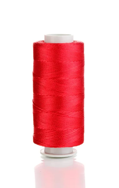 Red bobbin thread isolated on white — Stock Photo, Image