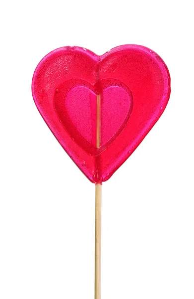 Red heart-lollipop isolated on white Stock Photo