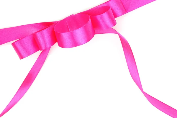 粉红缎弓和孤立在白色丝带 — 图库照片