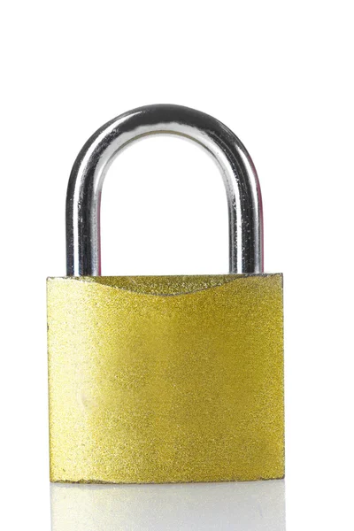 Golden padlock isolated on white — Stock Photo, Image