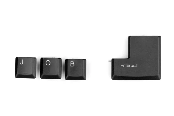 Klavye anahtar taşı iş söyleyerek üzerinde izole beyaz girin — Stockfoto