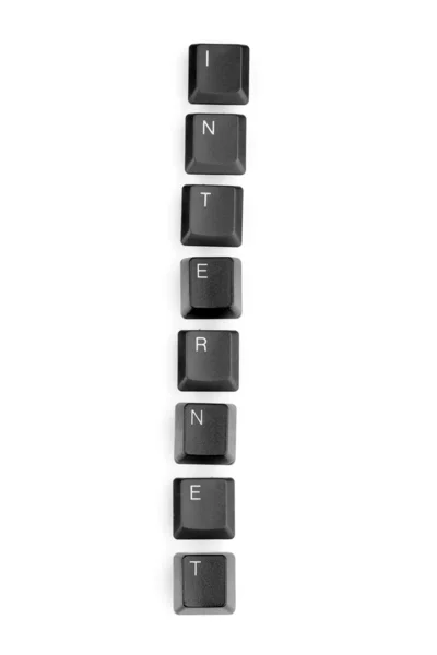Clés de clavier disant internet isolé sur blanc — Photo
