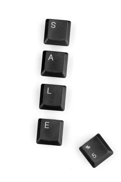 Клавіатурні клавіші, що говорять про продаж ізольовані на білому — стокове фото