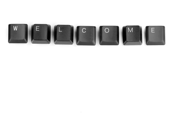 Tastaturtasten sagen Willkommen isoliert auf weiß — Stockfoto