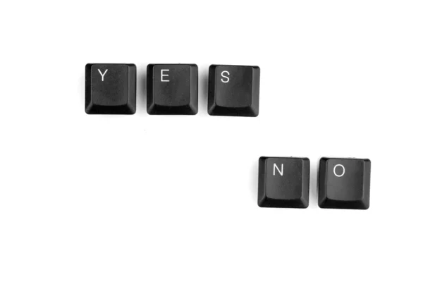 Evet Hayır izole üzerine beyaz diyerek klavye tuşları — Stok fotoğraf