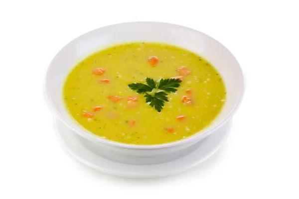 Smaczne zupy na białym tle — Zdjęcie stockowe