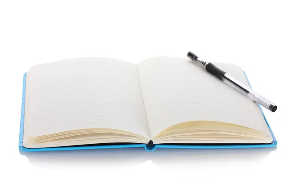 Vacker anteckningsbok och penna isolerad på vit — Stockfoto