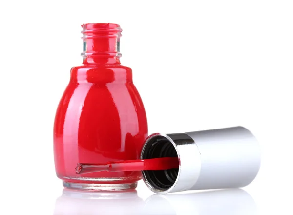 Esmalte de uñas rojo aislado en blanco — Foto de Stock