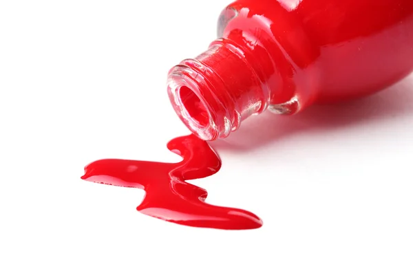 Červená lak na nehty izolované na bílé — Stock fotografie
