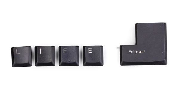 Клавиши клавиатуры, говорящие о том, что жизнь начинается с белого — стоковое фото