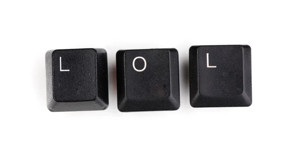 Clés de clavier disant lol isolé sur blanc — Photo