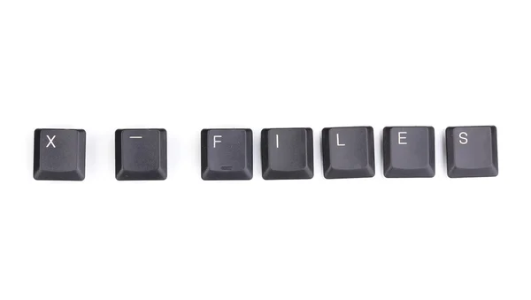 Klawisze klawiatury, mówiąc: x-files na białym tle — Zdjęcie stockowe