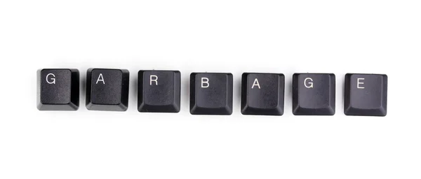 Keyboard keys saying garbage isolated on white — Stock Photo, Image