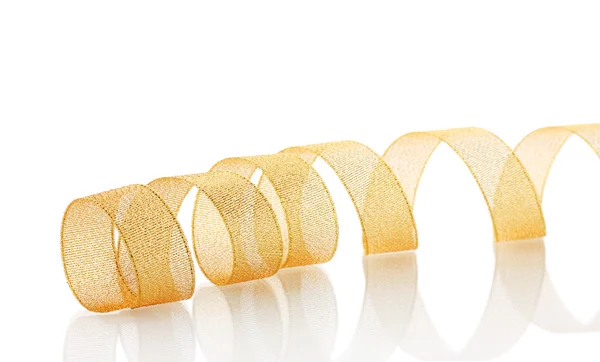 Beautiful golden ribbon isolated on white — Stock Photo, Image