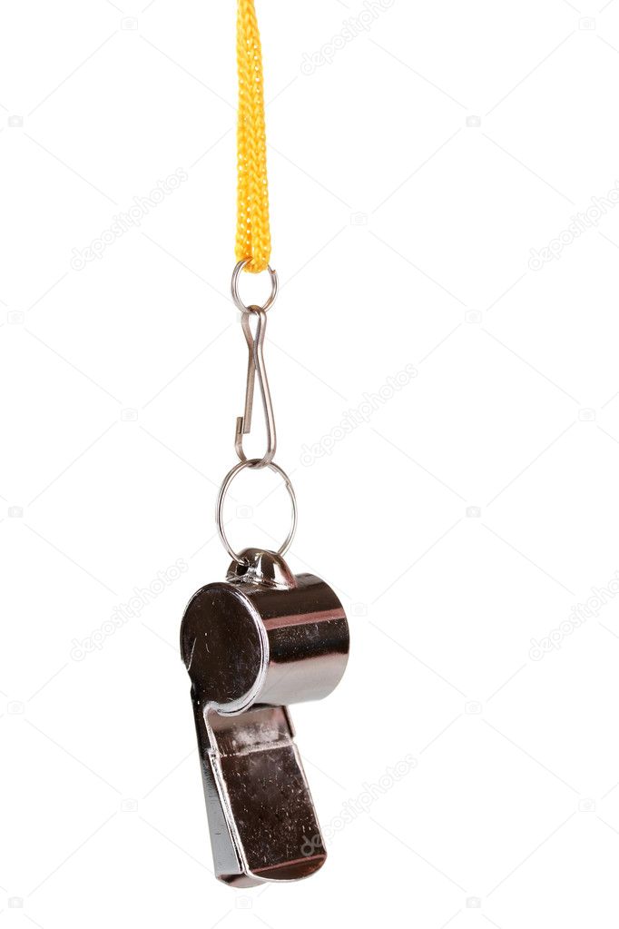 Sport metal whistle isolated on white