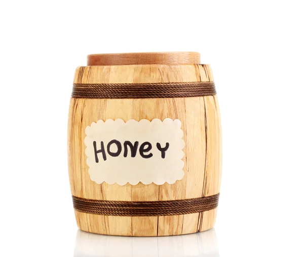 Sweet honey in barrel isolated on white — Stock Photo, Image