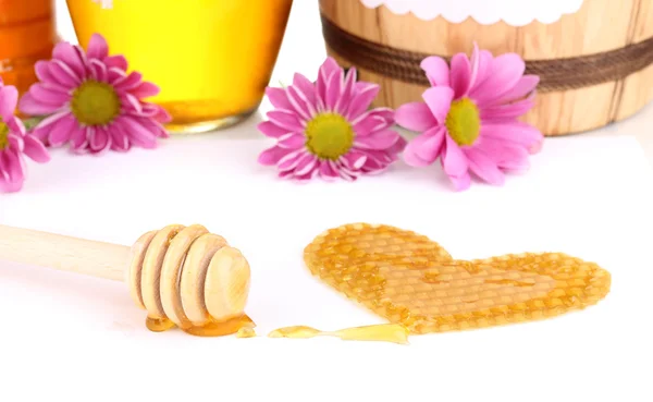 Honeycomb och honung isolerad på vit — Stockfoto