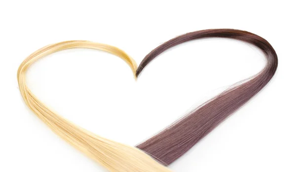 Glänzende blonde und braune Haare isoliert auf weißem Grund — Stockfoto