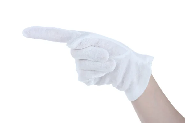Guante de tela en la mano aislado en blanco — Foto de Stock