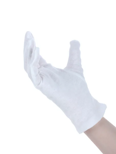 Cloth glove on hand isolated on white — Stock Photo, Image