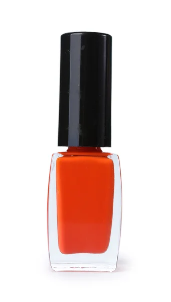 Jasny pomarańczowy lakier do paznokci na białym tle — Zdjęcie stockowe