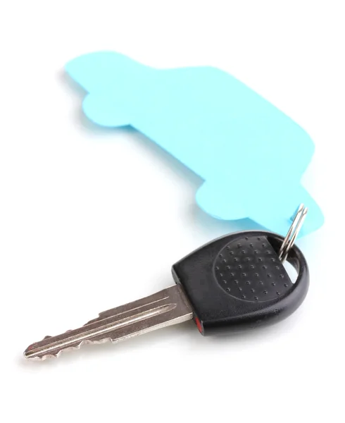 Car key with charm isolated on white — Stock Photo, Image