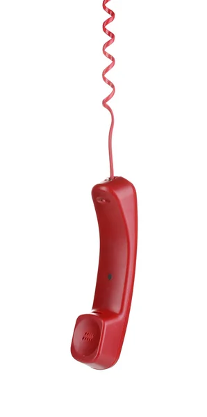 Luren av röd telefon isolerad på vit — Stockfoto
