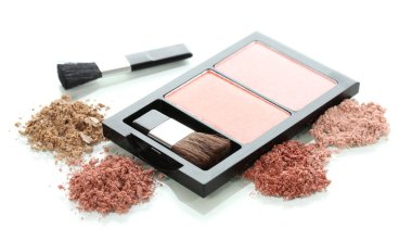 Make-up blusher in box isolated on white clipart