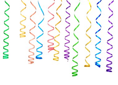 Beautiful colorful streamers isolated on white clipart