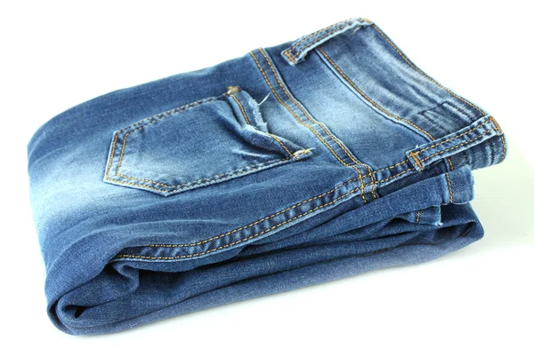 Blauwe jeans geïsoleerd op wit — Stockfoto