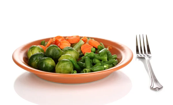 Gemischtes Gemüse auf dem Teller isoliert auf weiß — Stockfoto