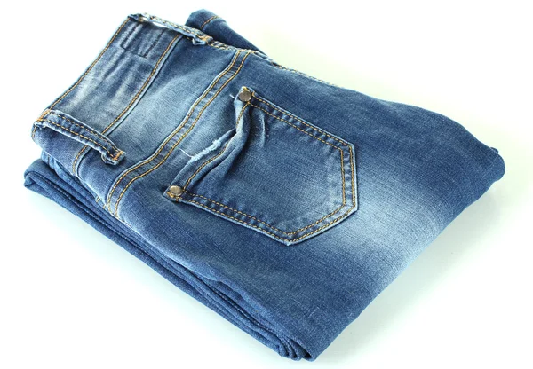 Calça jeans azul isolado no branco — Fotografia de Stock