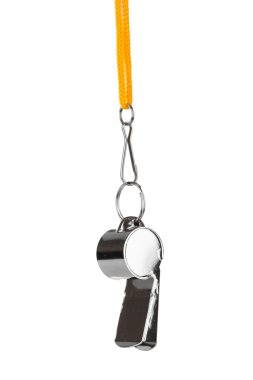 Sport metal whistle isolated on white clipart